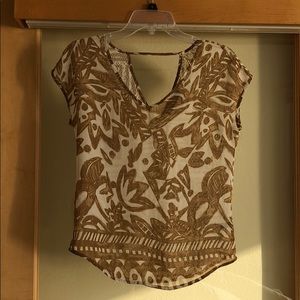 Light tan & white sheer summer shirt